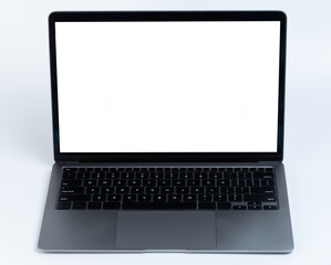 Grey laptop with black keyboard