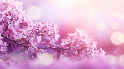 Lilac flower on a soft pink background