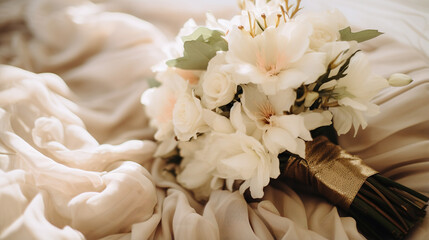 Generative AI, wedding bouquet flowers, aesthetic fresh bunch, muted colors