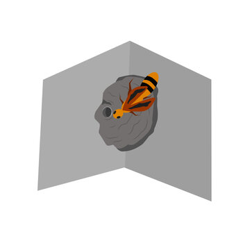 orange striped wasp nest gray background clip art preview