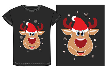 Funny Christmas t-shirt design, t-shirt designs for Xmas party. Holiday decor with Xmas tree, Santa.