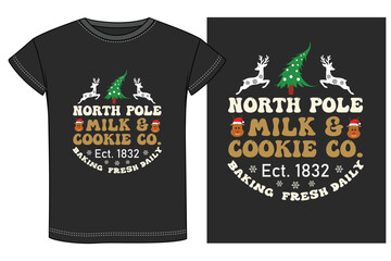 Funny Christmas t-shirt design, t-shirt designs for Xmas party. Holiday decor with Xmas tree, Santa.