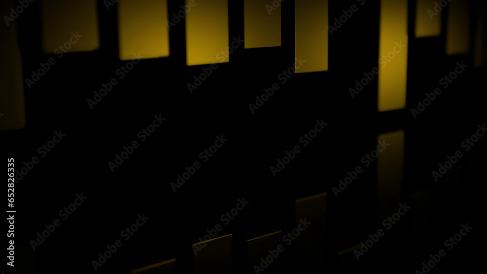 Fototapete yellow and red lines. design. black background with moving stripes made in computer graphics with li