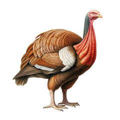 Illustrated turkey isolated on a white background, generative ai
