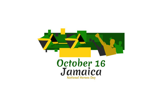 October 16, National heroes day of Jamaica. Public holidays in Jamaica vector illustration.  Suitable for greeting card, poster and banner. 