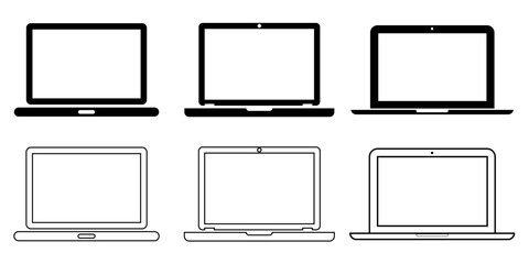 Collection of Desktop computer , laptop icon. Device flat and line icons set.
