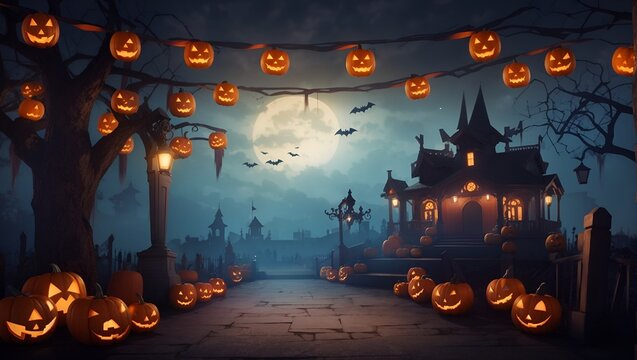 Halloween festival cartoon design background ai generated 