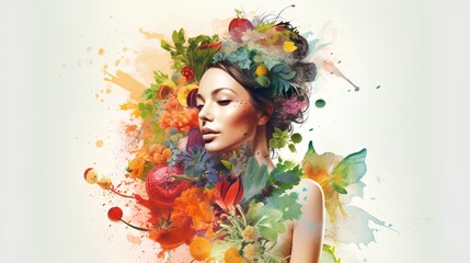 A vibrant illustration showcasing a lifestyle focused on health and wellness. Symbolizing a balanced, active, and healthy lifestyle.