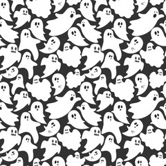 Cute halloween ghost pattern background