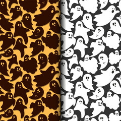 Halloween cute ghost patterns set