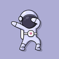 Cute astronaut cartoon character with love heart icon