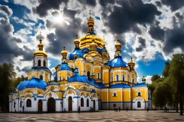 Tuinposter church of the savior on blood4k HD quality photo.  © AI artistic beauty
