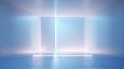An empty room with ethereal glow, futuristic and dreamy vibe