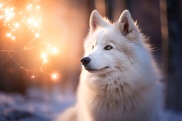 Obraz premium Close-up of cute dog with beautiful bokeh background