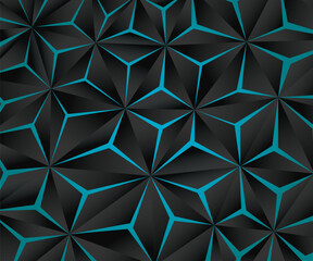 Abstract black polygon blue light futuristic technology design background vector illustration.