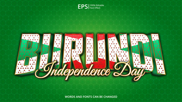 burundi editable text effect with burundi flag pattern suitable for poster design about holiday, Feast day or burundi independence day moment