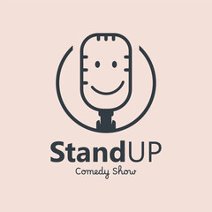 Stand Up Comedy Logo Template with Microphone