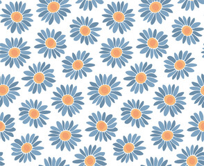 Seamless floral pattern with daisies, flat.