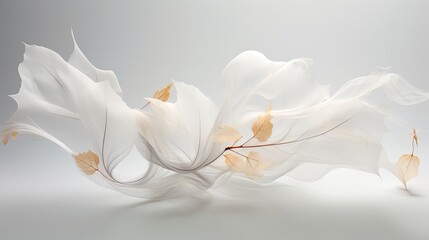 Abstract Ethereal Fall Leaves on Gray Background