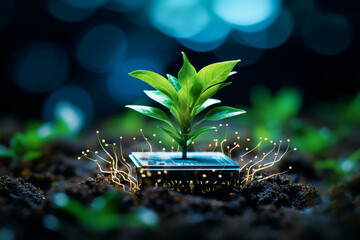 Picture generative AI concept saving of ecology technology science for the development of sustainability