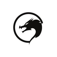 Dragon head silhouette logo design. dark black dragon icon