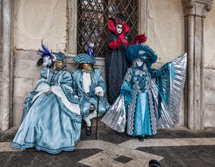 Fototapeta na wymiar Venetian Costumes Scene, Venice Carnival