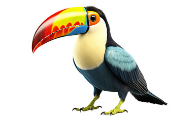 Colorful Toucan Bird Isolated on Transparent Background PNG. Generative AI