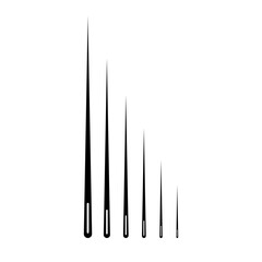 Vector illustration of needles arranged from large to small