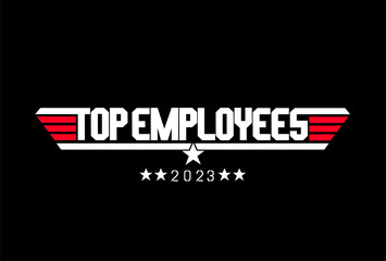 Vector design of a  logo with the words 'Top Employees 2023' in bold font
