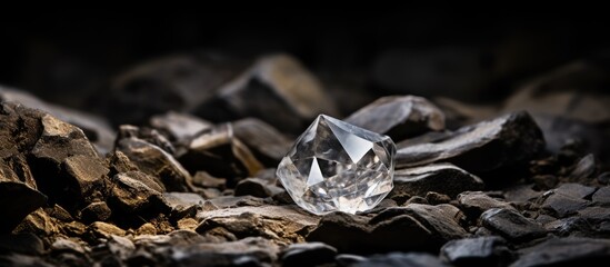 Herkimer gemstone nestled in rock