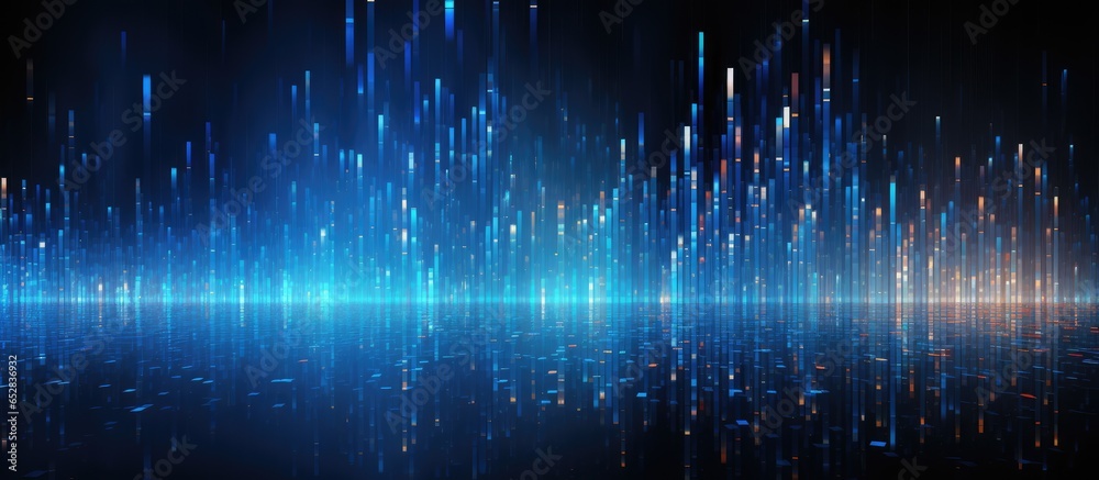 Poster digital data stream in the background comprising abstract cyber patterns