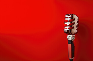 microphone on color background