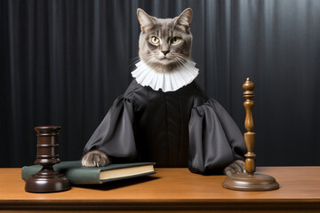 cat as a judge of justice - obrazy, fototapety, plakaty