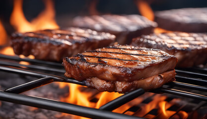 Fototapeta na wymiar fresh beef barbecue on the grill, food concept, generative ai