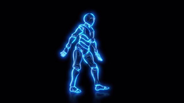 Loop of dancer robot dancing in black transparent background high resolution