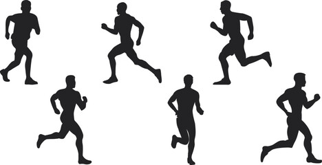 Naklejka premium A runner black silhouette vector. A man running silhouette vector