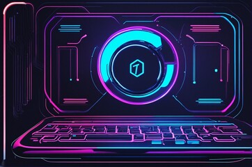 illustration with a technological design - entering a digital world