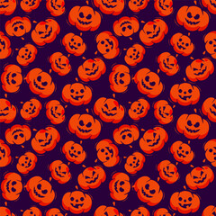 Halloween pattern with halloween pumpkins on dark background