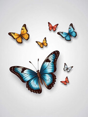 A Group Of Butterflies Flying In The Air