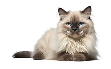 Himalayan White Cat Isolated on Transparent Background PNG. Generative AI
