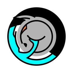 logo icon of a geometric horse head from a circle base line