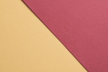Fototapeta premium Rough kraft paper background, paper texture red burgundy beige colors. Mockup with copy space for text.