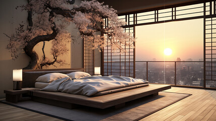japanese style decoration interior design of modern bedroom
