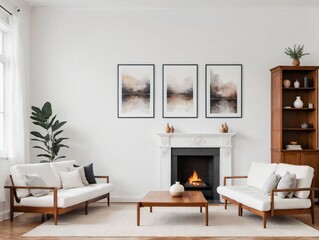 A Living Room With A Fireplace And Two Chairs