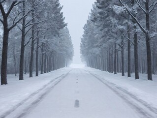 Obraz premium A Road Covered In Snow