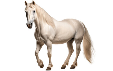 Obraz na płótnie Canvas Lipizzaner white Horse Moving from Front Isolated on Transparent Background PNG. Generative AI