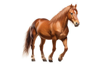 Marwari Red Horse in Portrait Isolated on Transparent Background PNG. Generative AI