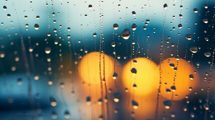 rain drops on window with blurred background   generated by AI tool 