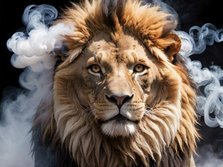 A Lion With A Cloud Of Smoke