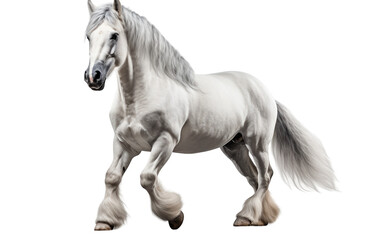 Percheron White Horse in Portrait Isolated on Transparent Background PNG. Generative AI - obrazy, fototapety, plakaty